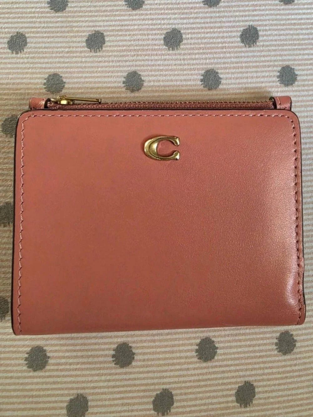 Coach Pink Leather Small Wallet with Gold 'C' Logo